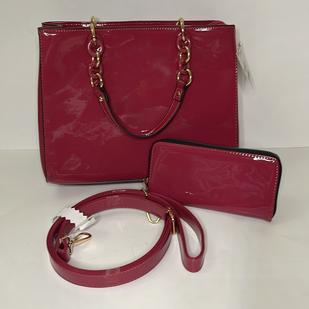Gramercy & Grand Vegan Raspberry Leather Purse and wallet set 👛 New